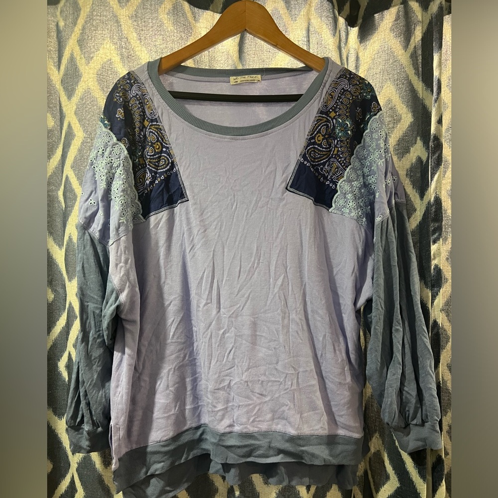 We The Free Feelin It Boho Patchwork Blouse Size … - image 2